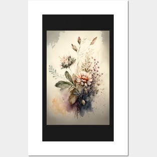 Boho Flower Watercolor Posters and Art